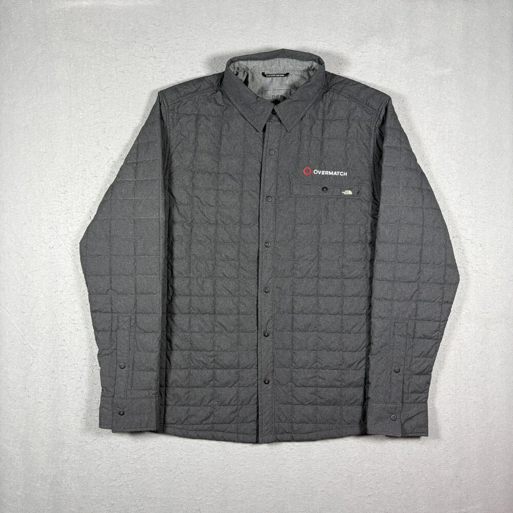 The North Face Shirt Jacket Mens M Gray ThermoBall Eco Quilted Snap Puffer